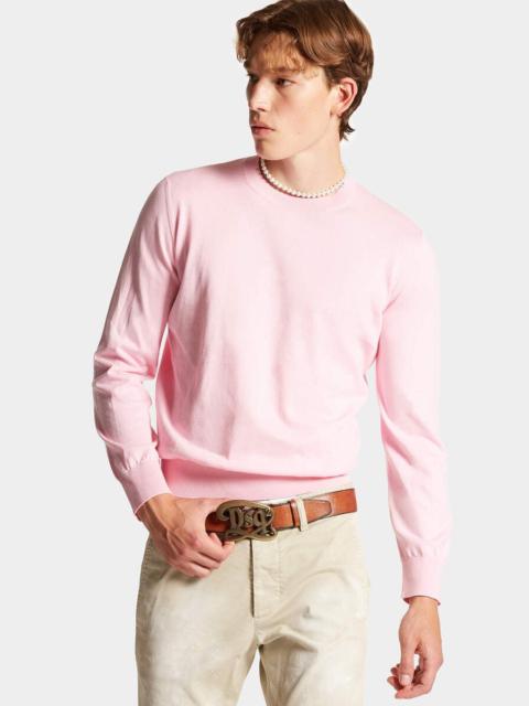 KNITTED COTTON CREWNECK PULLOVER