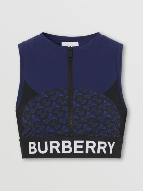 Burberry Monogram Print Stretch Jersey Cropped Top