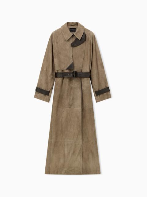 EMPORIO ARMANI GOAT SUEDE TRENCH COAT SIGNATURE CAPSULE