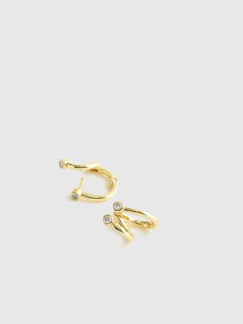 Madewell Demi-Fine Bezel-Set Crystal Double Huggie Hoop Earrings
