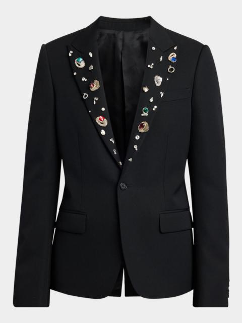 Alexander McQueen Men's Crystal Barathea Wool Reverse Jacket
