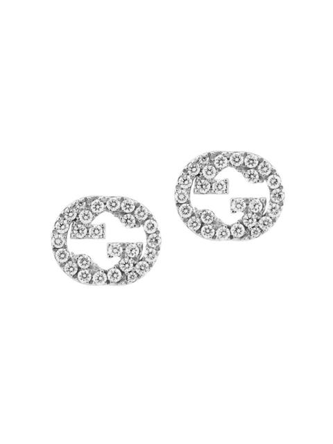 GUCCI Interlocking G-logo 18ct white-gold and 0.38ct diamond stud earrings