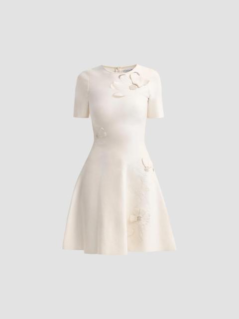 Oscar de la Renta Women's Floral Laser-Cut Knit Mini Dress - Ivory