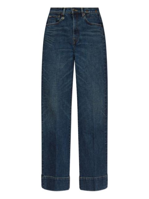R13 embroidered straight-leg jeans