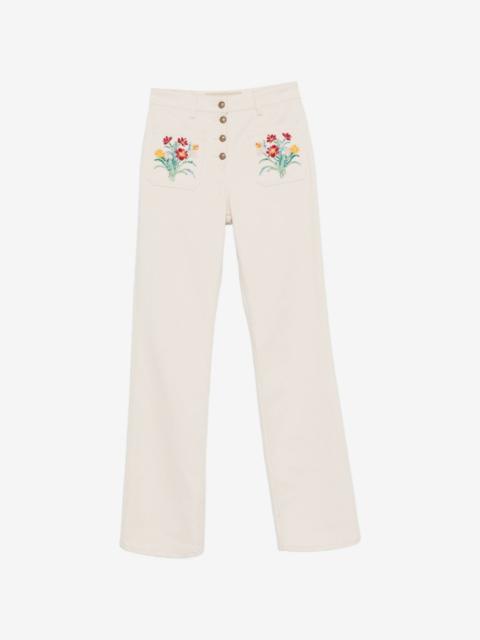 Valentino floral-embroidered jeans