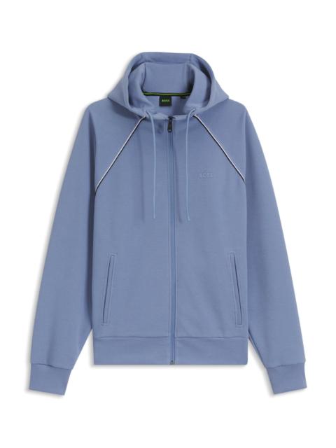 PIPING-DETAIL ZIP-UP HOODIE IN A COTTON BLEND