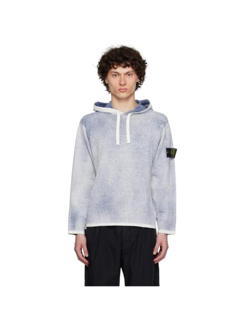 Stone Island Gray & Blue Raw Hand Light Reversible Hoodie