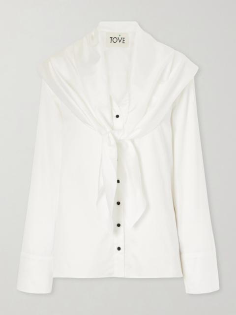 TOVE Nia Scarf-detailed Cotton-poplin Shirt