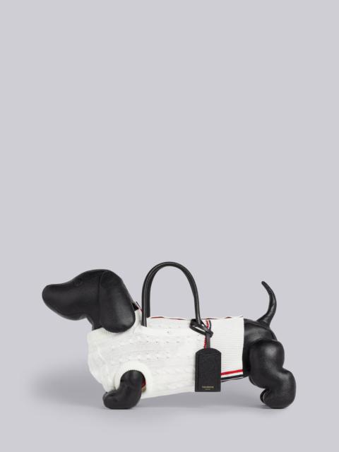 Thom Browne Black Pebbled Calfskin Cotton Aran Cable Sweater Hector Bag