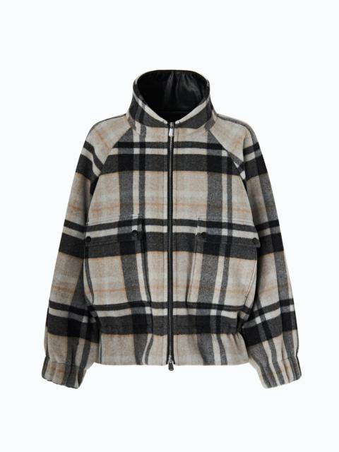 PINKO PEA COAT WITH ZIP AND CHECK PATTERN