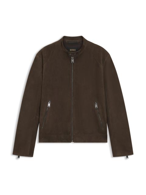 BOSS SUEDE JACKET WITH ZIPPERED CUFFS