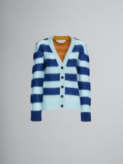 MOHAIR AND WOOL CARDIGAN WITH MULTICOLOUR STRIPES