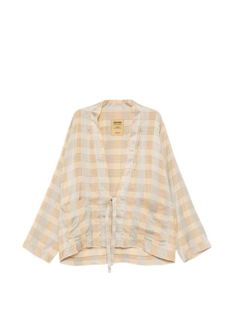 UMA WANG tie detail plaid jacket