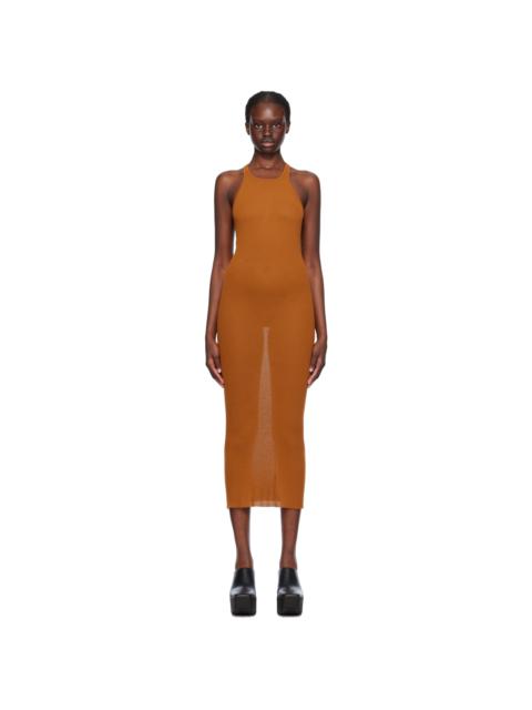 Rick Owens Orange Round Neck Midi Dress