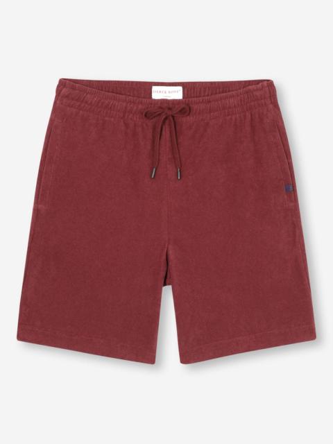 Men's Towelling Shorts Isaac Terry Cotton Burgundy