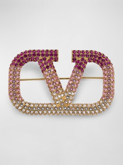 Valentino Metal Ombré Crystal Brooch