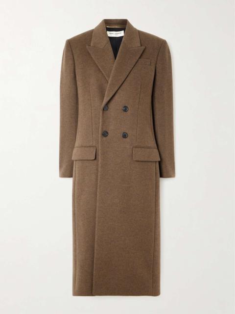Double-breasted brushed wool and cashmere-blend coat