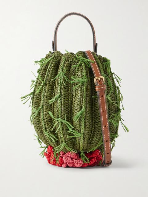Anya Hindmarch Cactus Leather-trimmed Raffia Shoulder Bag