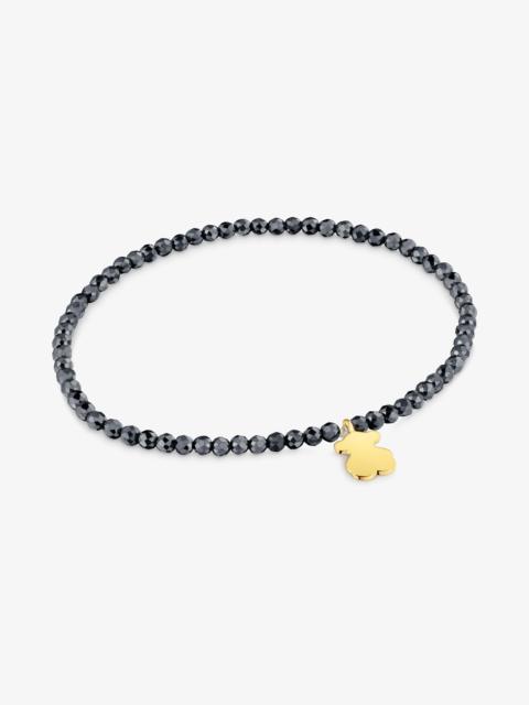 TOUS Elastic Bracelet with hematite and bear with 18K gold vermeil TOUS Motifs