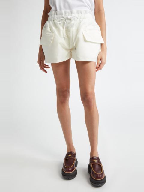 sacai Sacai Paperbag Waist Nylon Twill Bloomer Shorts in Off White at Nordstrom