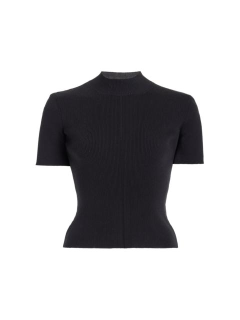 Oscar de la Renta Ribbed Silk-Blend Top black