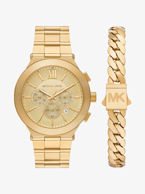 MICHAEL KORS Oversized Billie Gold-Tone Watch and Bracelet Gift Set