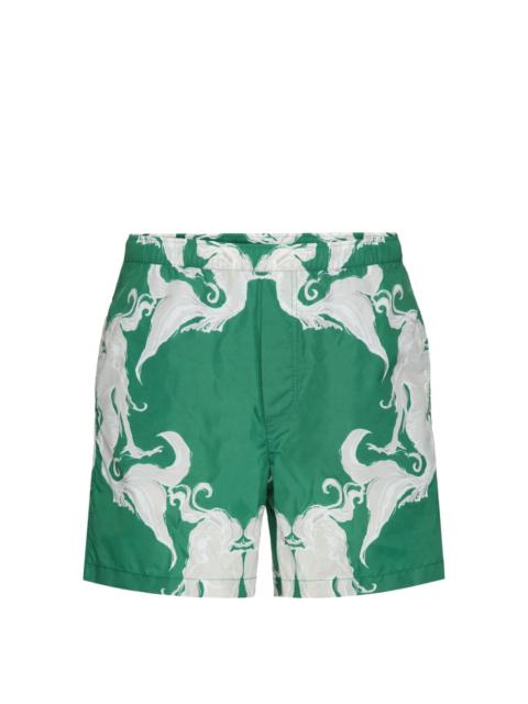 abstract-print elasticated-waist swim shorts