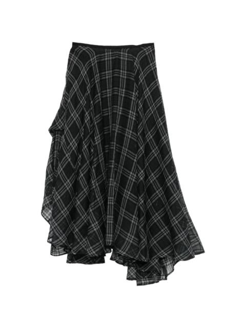 Marc Le Bihan check-pattern asymmetric skirt