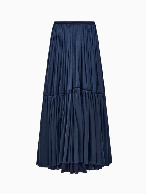 GIORGIO ARMANI HIGH-WAISTED PLEATED LINED SKIRT IN LAMÉ SILK