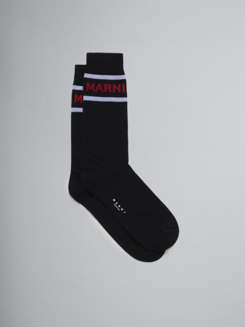 BLACK COTTON SOCKS WITH LOGO