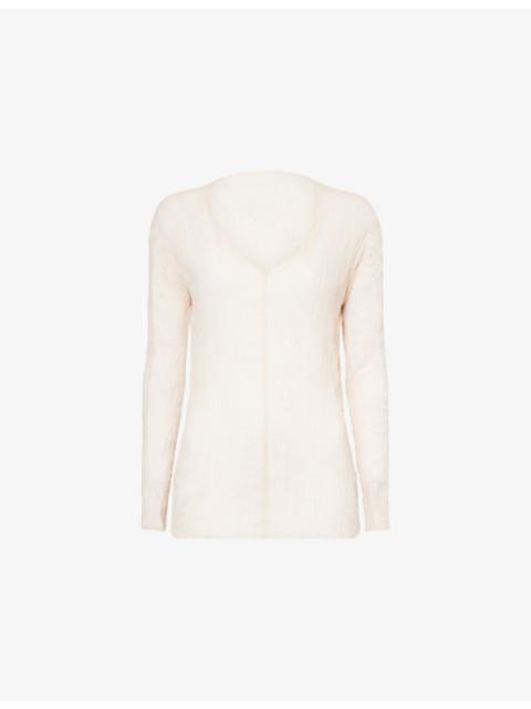 ISSEY MIYAKE Chiffon Twist Sheer Knitted Top