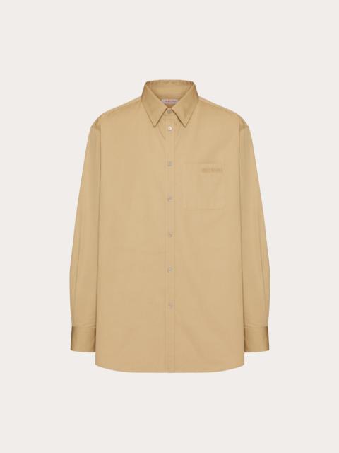 Valentino LONG SLEEVE COTTON SHIRT WITH VALENTINO EMBROIDERY