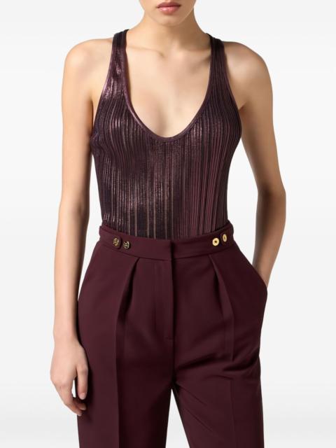 ELISABETTA FRANCHI laminated ribbed knit top