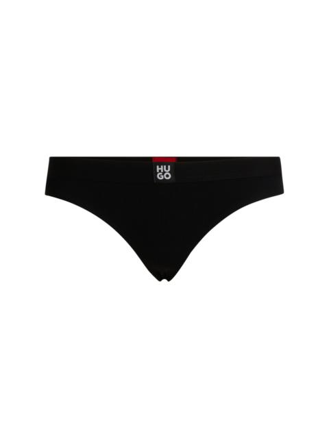 HUGO RIBBED STRETCH-MODAL BRIEFS WITH STACKED-LOGO WAISTBAND