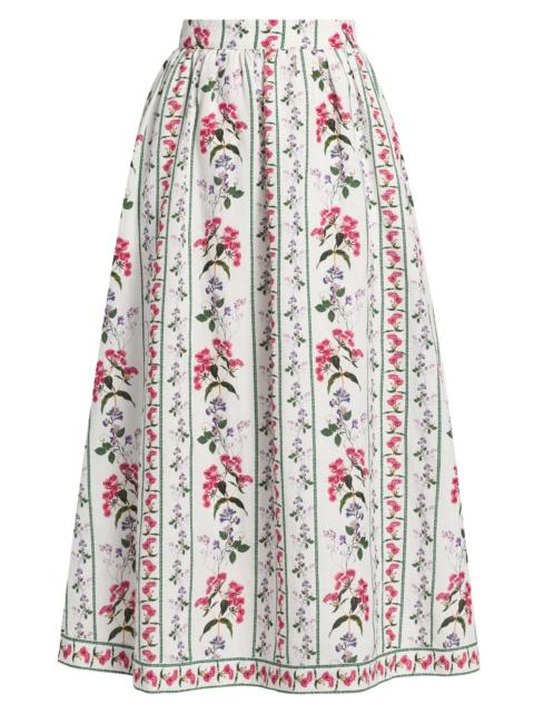 HEMANT & NANDITA Women's Floral Linen-Cotton Midi-Skirt - Ivory