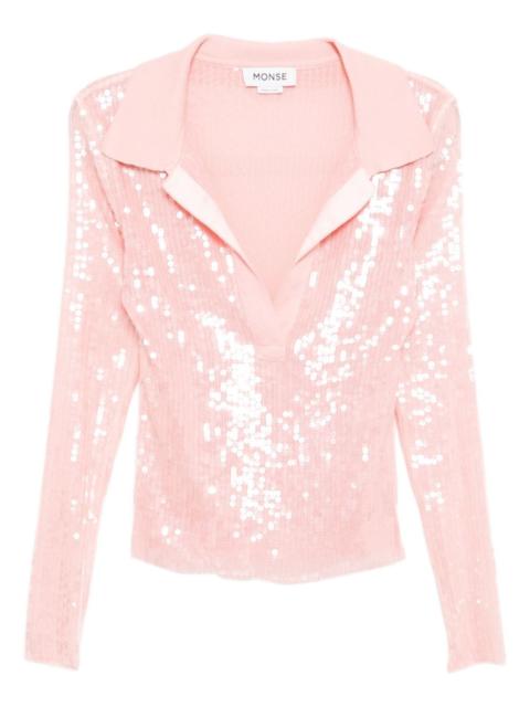 Monse knit collar sequin blouse