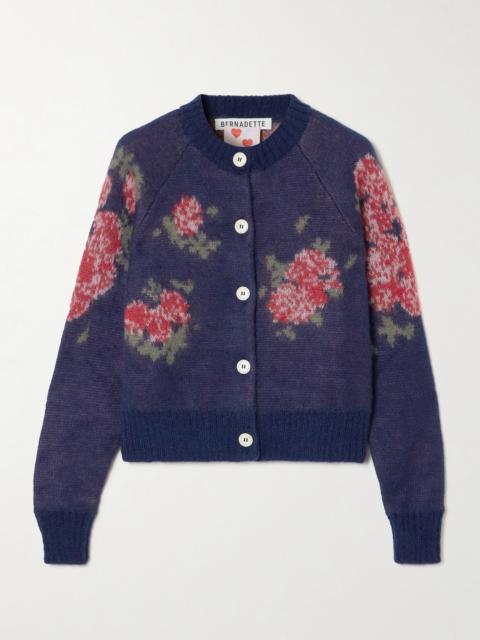 BERNADETTE Amelia Floral-jacquard Mohair-blend Cardigan