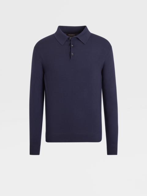ZEGNA NAVY BLUE 12MILMIL12 WOOL POLO SHIRT