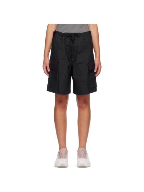 SKIMS Black Woven Cotton Oversized Cargo Shorts