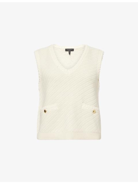 rag & bone Claire V-Neck Stretch-Cotton Blend Vest