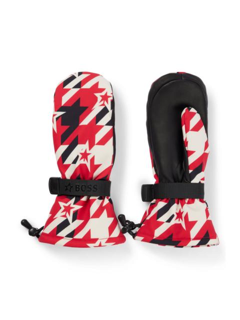 BOSS BOSS X PERFECT MOMENT LOGO-STRAP SKI GLOVES WITH LEATHER FACING