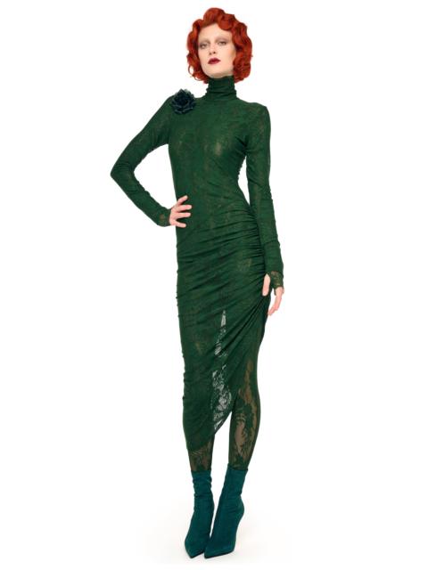 NORMA KAMALI TURTLENECK SIDE DRAPE DRESS