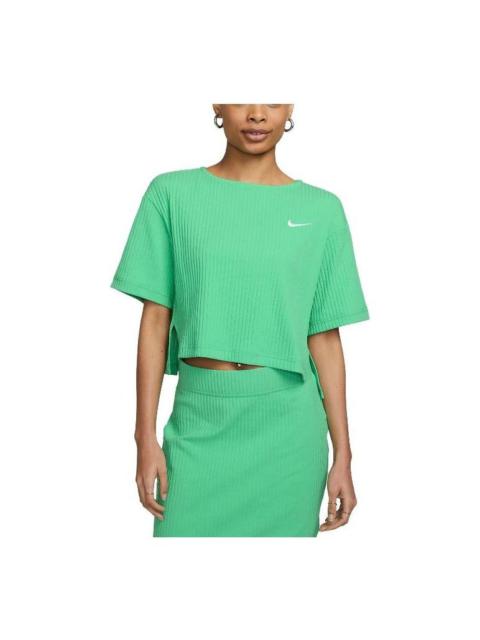 (WMNS) Nike Sportswear Ribbed Jersey Short-Sleeve Top 'Green Apple Color' DV7871-363