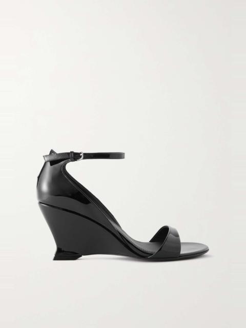 FERRAGAMO Vidette patent-leather wedge sandals