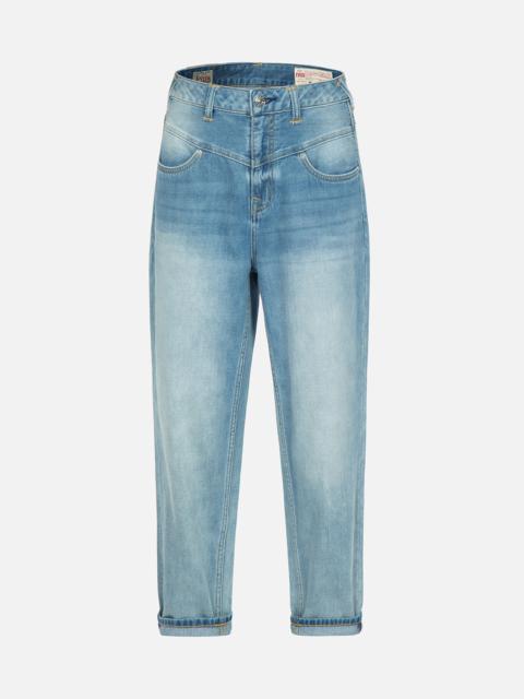 EVISU GRAFFITI DARUMA DAICOCK PRINT DENIM TAPER JEANS