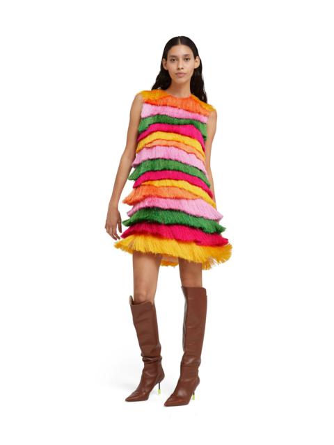 Mini sheathe dress with multicolor fringe