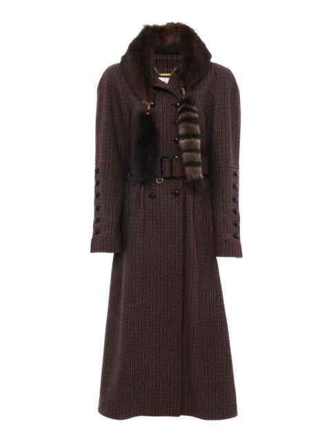 Chloé Wool Houndstooth Riding Coat grey