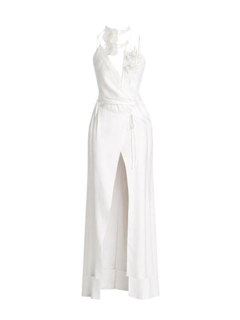 David Koma floral-aplique wrap dress