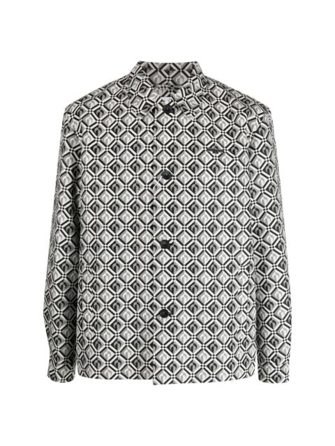 Marine Serre jacquard diamond-pattern long-sleeve shirt