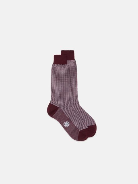 J. PRESS MADE-IN-ENGLAND BURGUNDY HOUNDSCHECK WOOL SOCKS